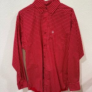 Ariat Red and White Casual Button Down Shirt